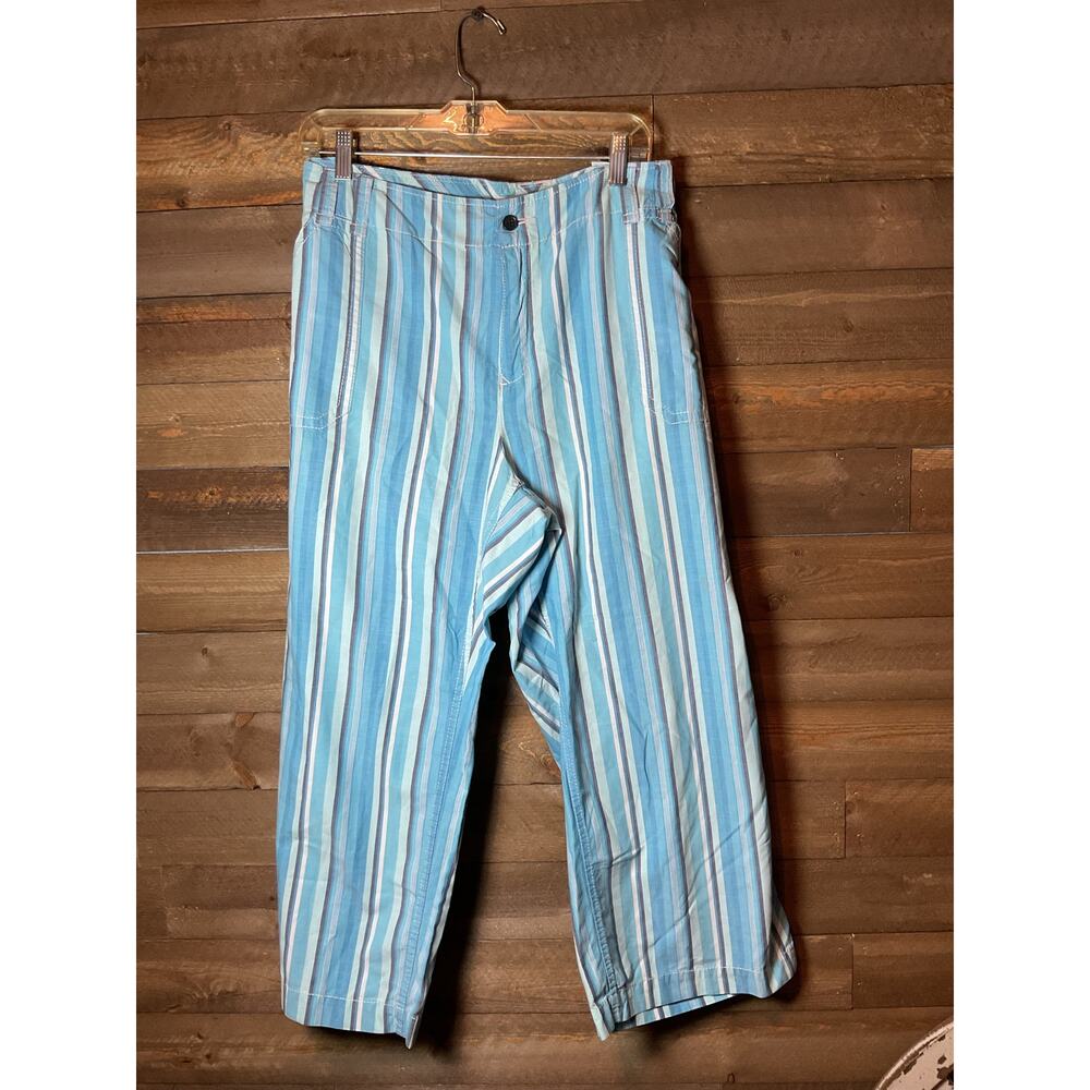 Tommy Hilfiger Aqua Blue Striped Capri Pants Women’s Size 20